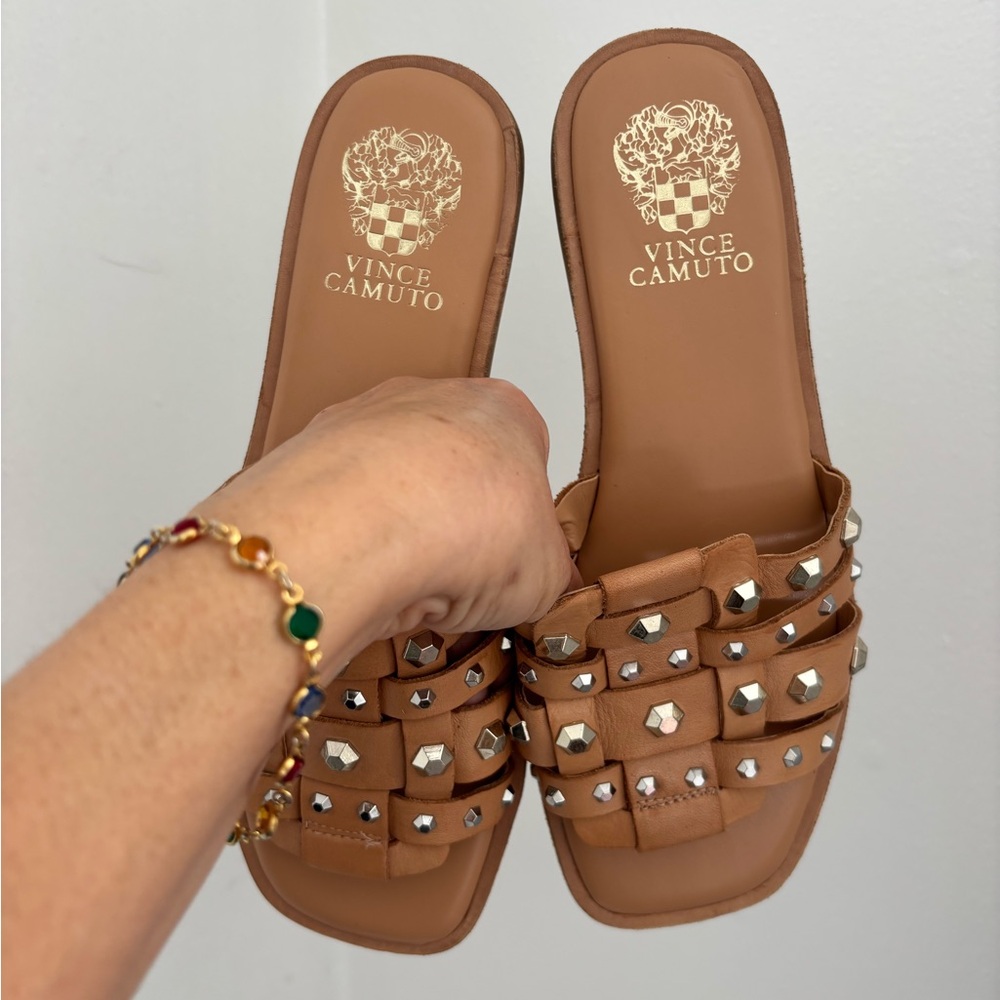 Vince Camuto Brown Studded Sandals
